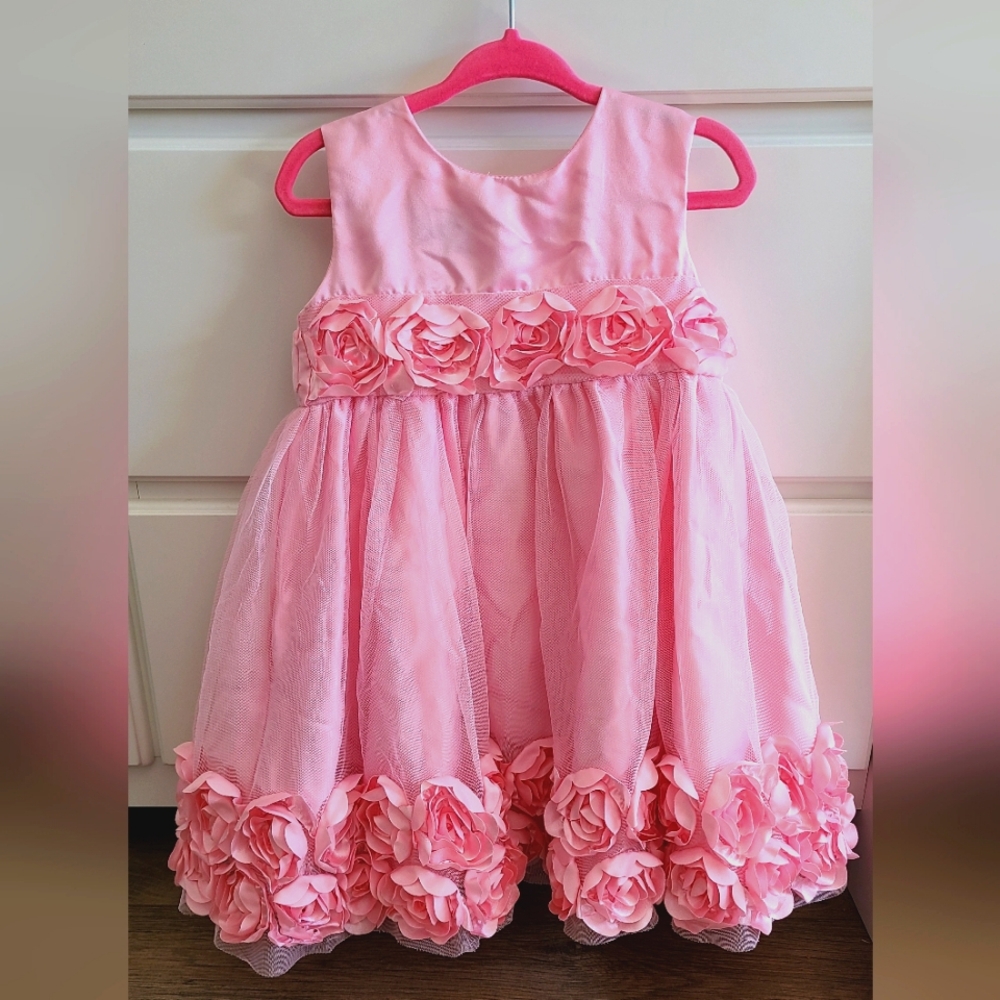 Elegant Pink Floral Toddler Dress